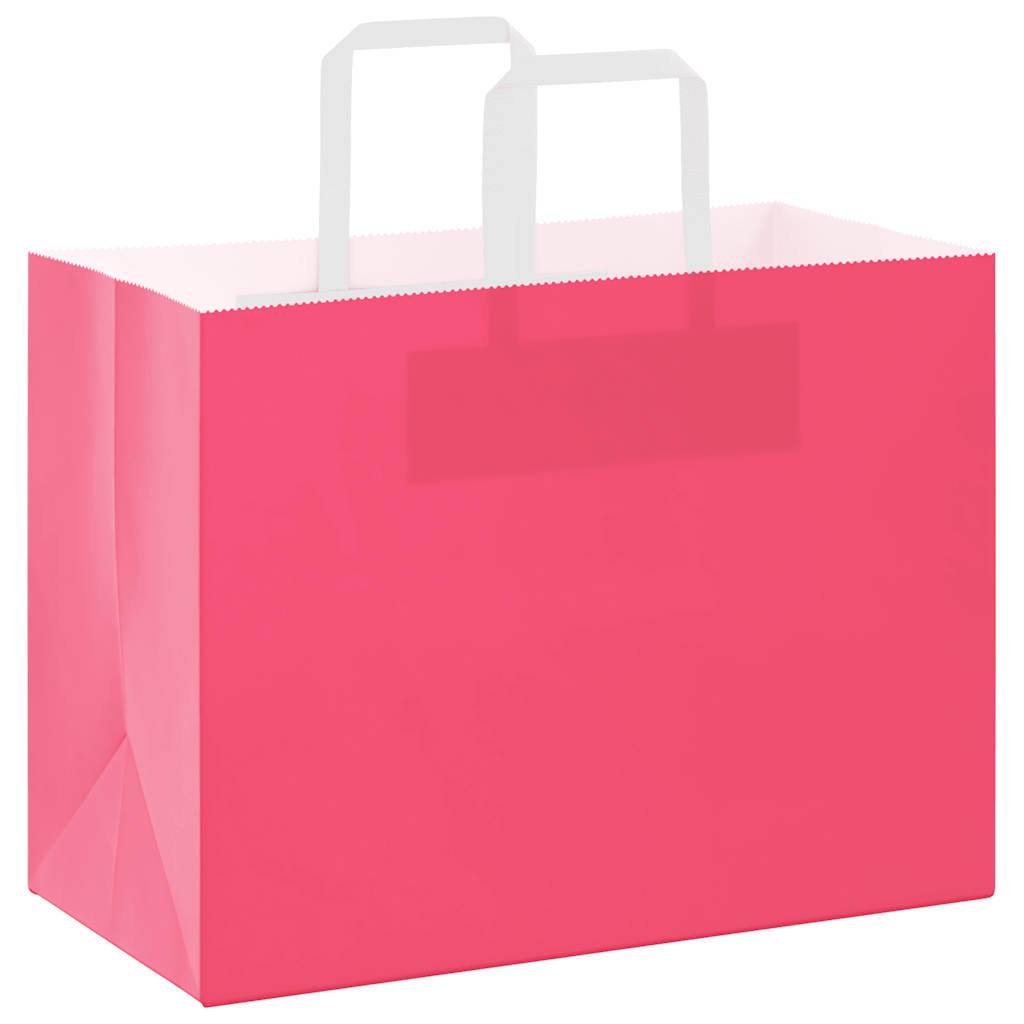 Sacchetti di Carta 250 pz con Manici Rosa 32x17x25 cm
