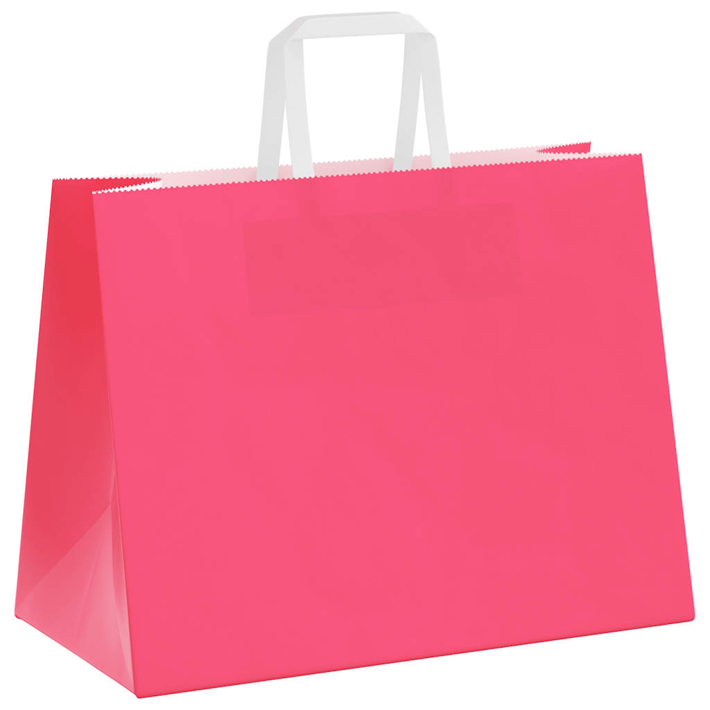 Sacchetti di Carta 250 pz con Manici Rosa 32x17x25 cm