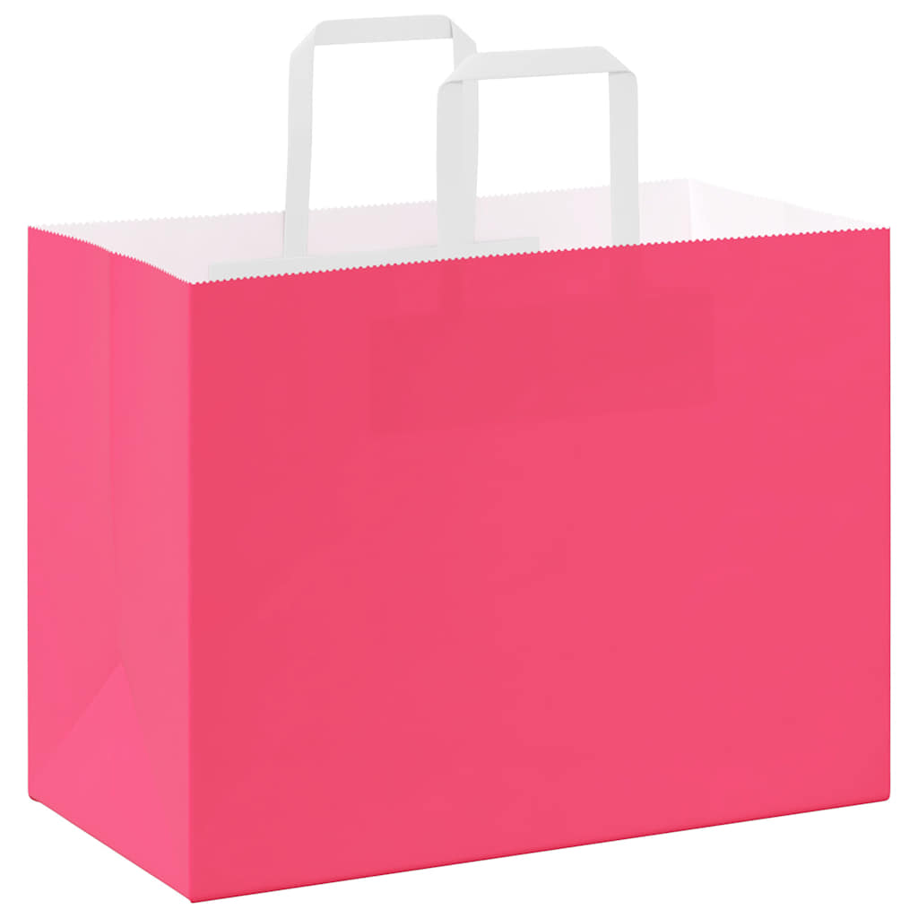 Sacchetti di Carta 250 pz con Manici Rosa 32x17x25 cm