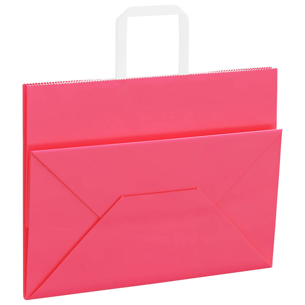Sacchetti di Carta 250 pz con Manici Rosa 32x17x25 cm