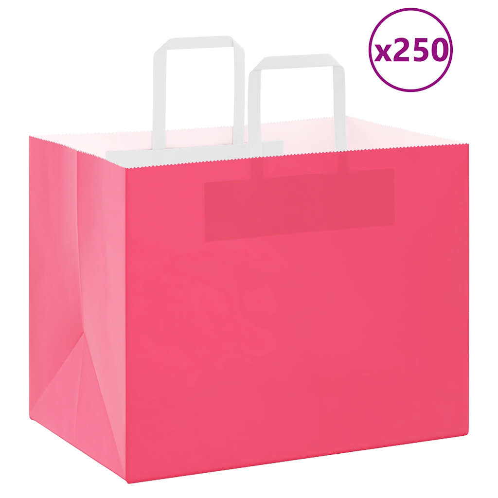 Sacchetti di Carta 250 pz con Manici Rosa 32x22x24 cm