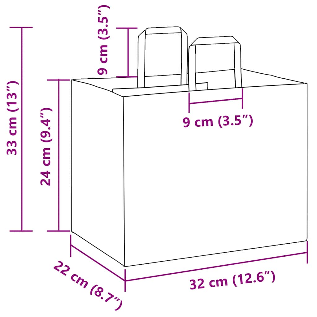 Sacchetti di Carta 250 pz con Manici Rosa 32x22x24 cm