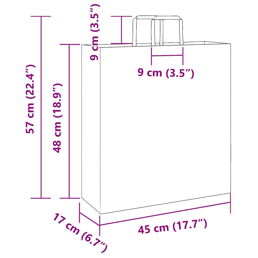 Sacchetti di Carta 250 pz con Manici Rosa 45x17x48 cm
