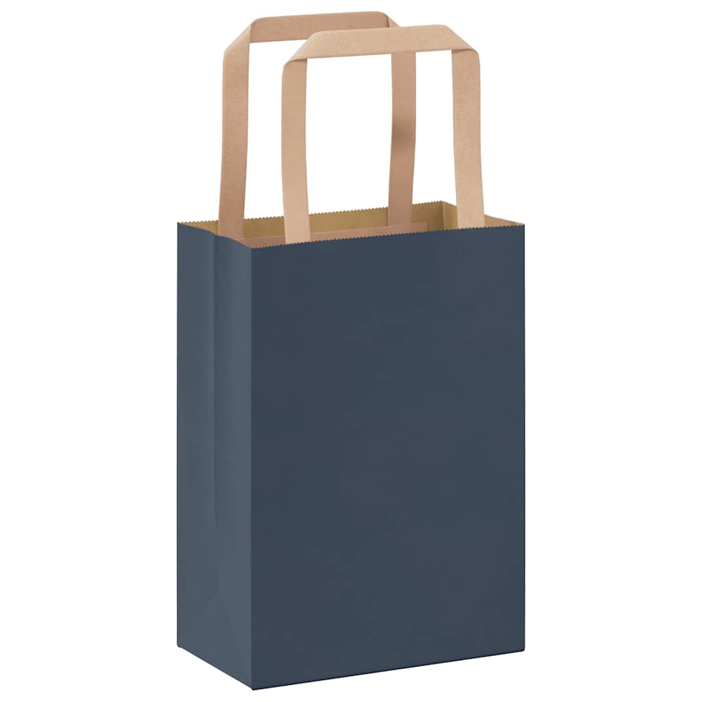 Sacchetti di Carta 50 pz con Manici Blu 15x8x21 cm