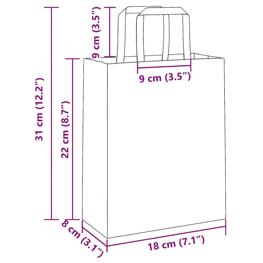 Sacchetti di Carta 50 pz con Manici Blu 18x8x22 cm