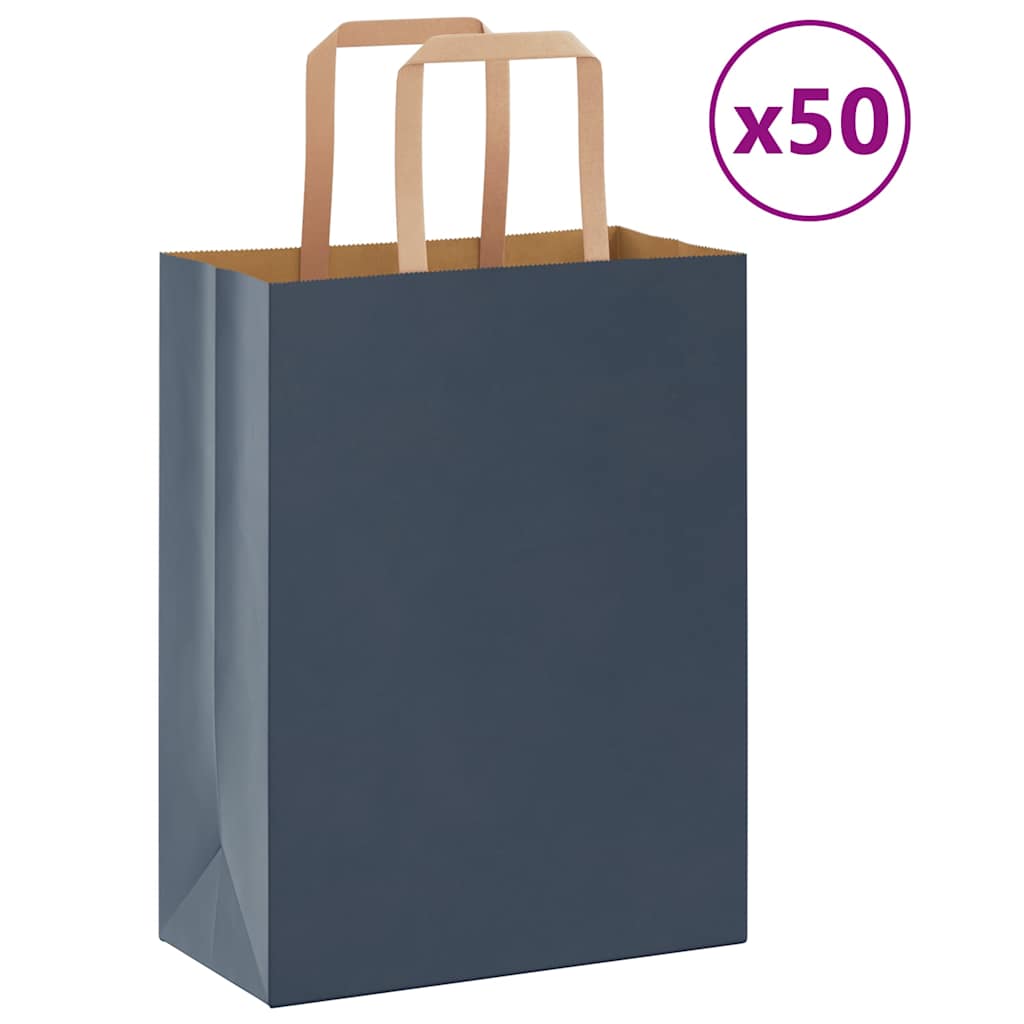 Sacchetti di Carta 50 pz con Manici Blu 21x11x28 cm