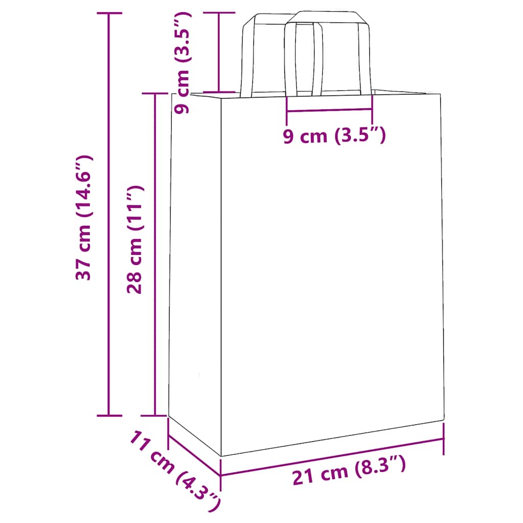 Sacchetti di Carta 50 pz con Manici Blu 21x11x28 cm
