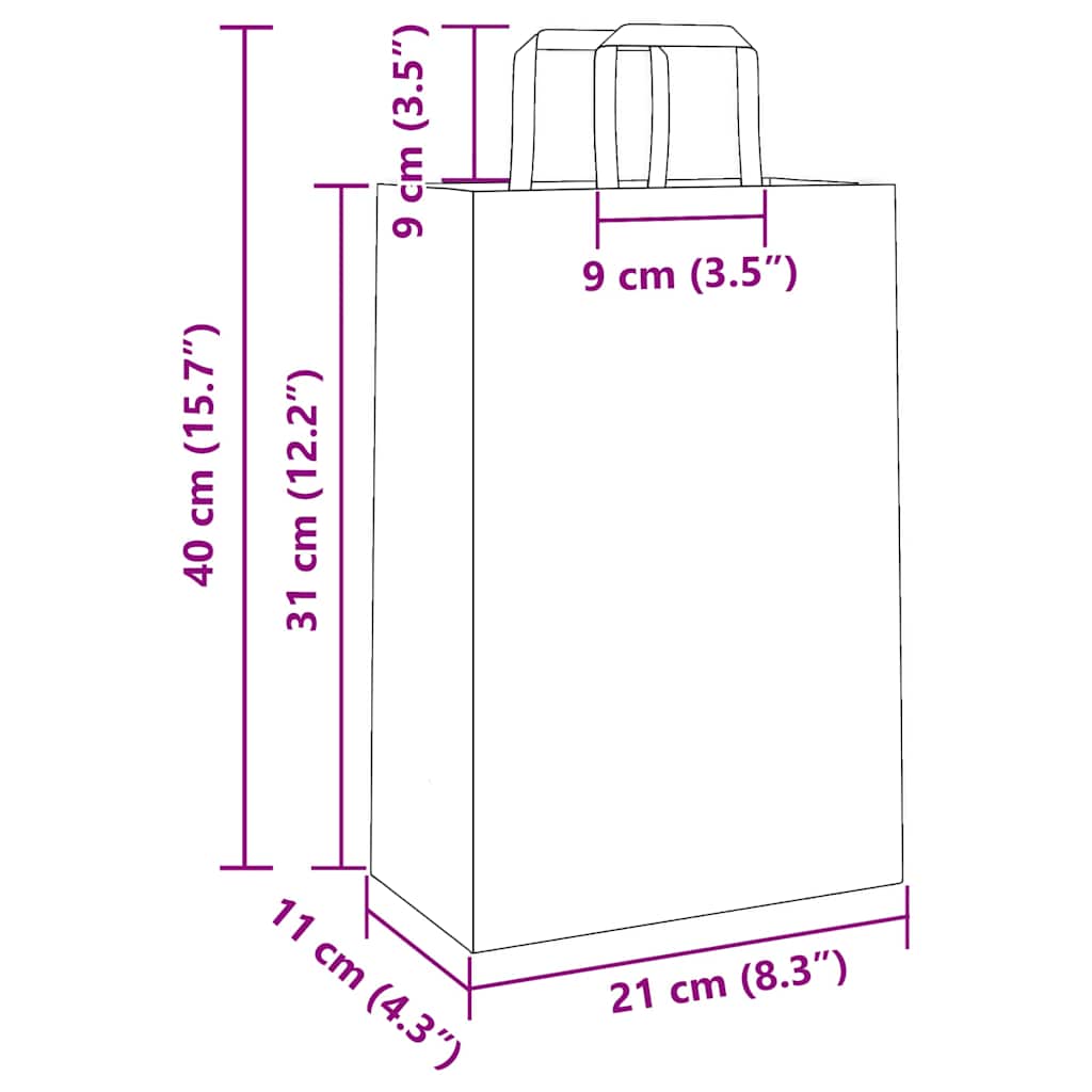 Sacchetti di Carta 50 pz con Manici Blu 21x11x31 cm