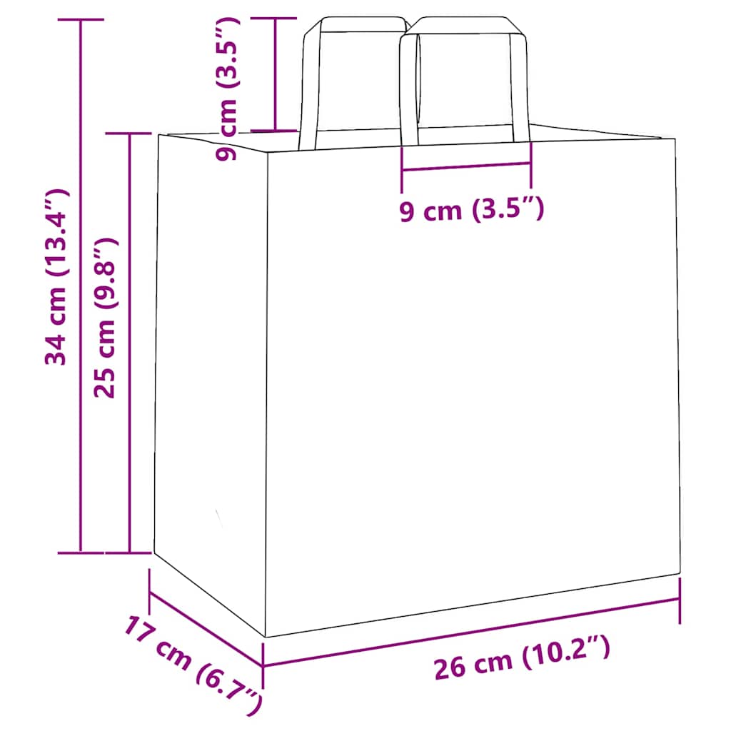 Sacchetti di Carta 50 pz con Manici Blu 26x17x25 cm