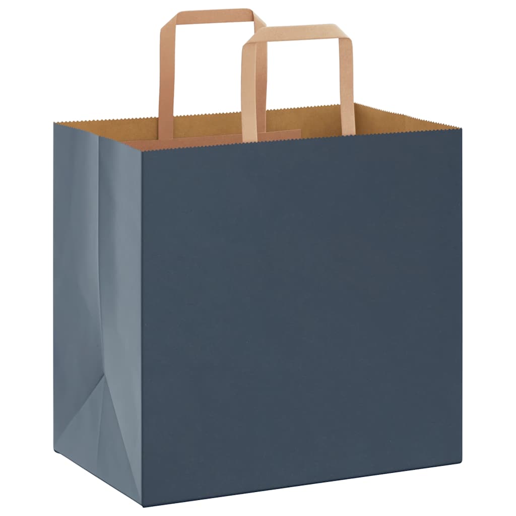Sacchetti di Carta 50 pz con Manici Blu 26x17x25 cm