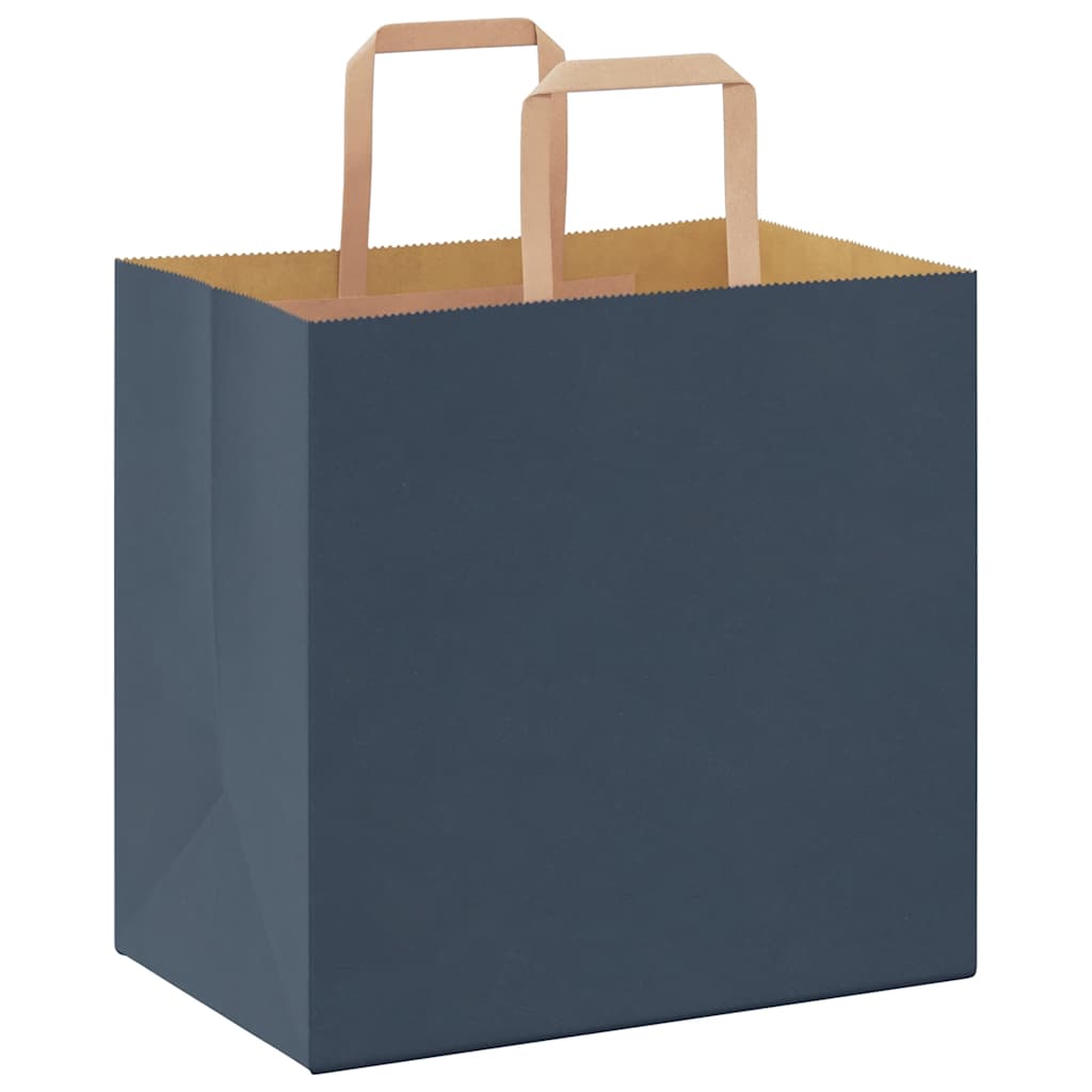 Sacchetti di Carta 50 pz con Manici Blu 26x17x25 cm