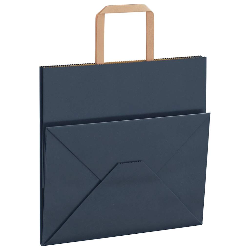 Sacchetti di Carta 50 pz con Manici Blu 26x17x25 cm