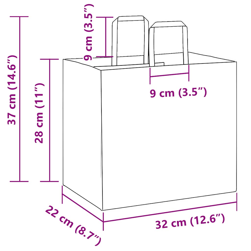 Sacchetti di Carta 50 pz con Manici Blu 32x22x28 cm