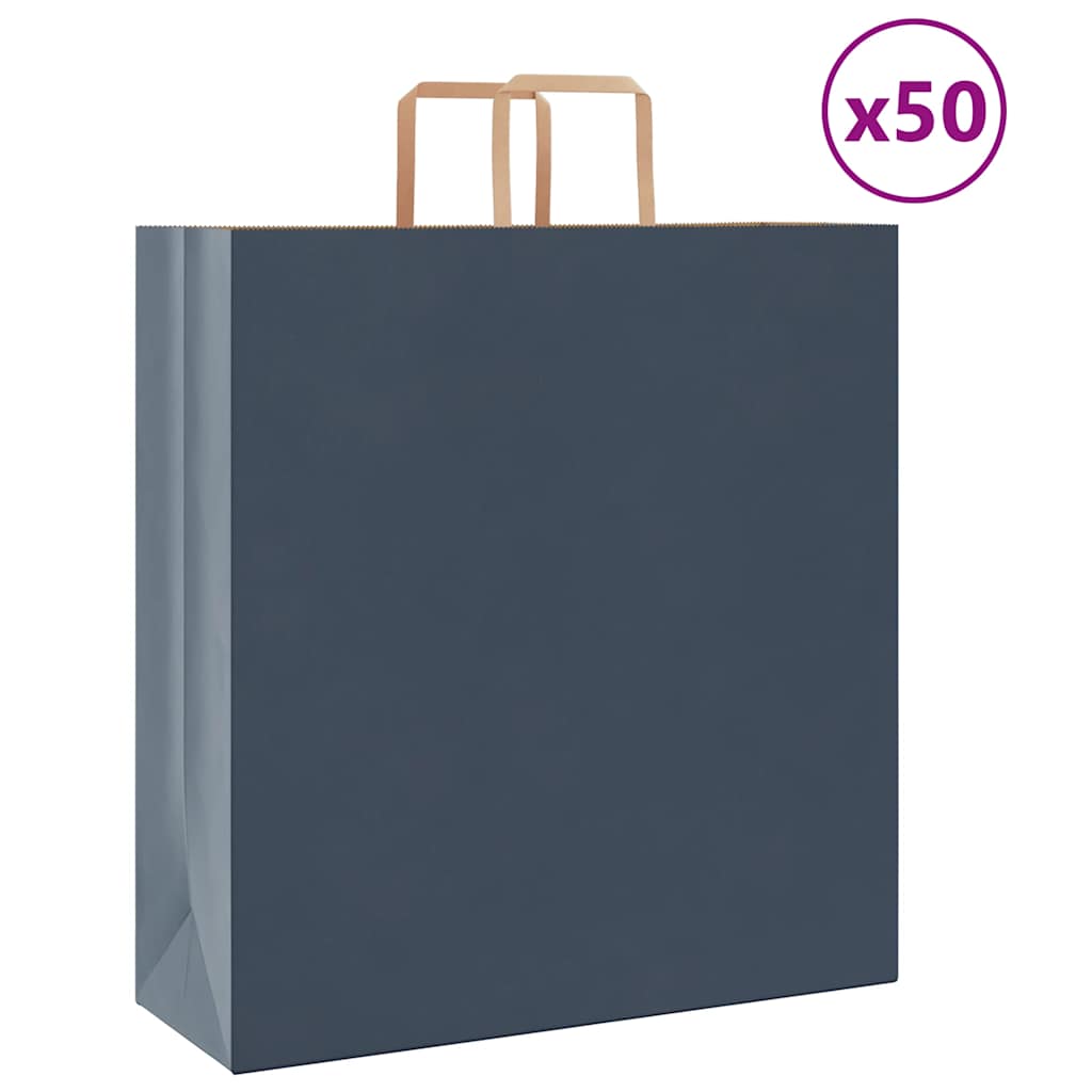 Sacchetti di Carta 50 pz con Manici Blu 45x17x48 cm