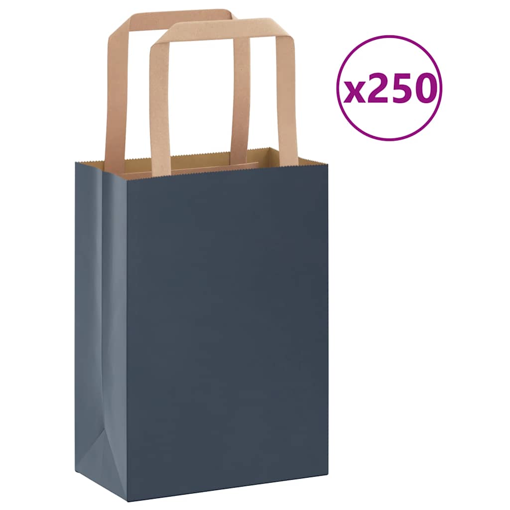 Sacchetti di Carta 250 pz con Manici Blu 15x8x21 cm