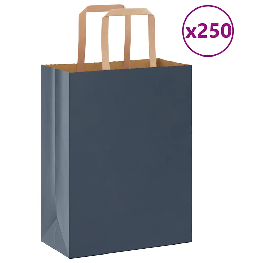Sacchetti di Carta 250 pz con Manici Blu 21x11x28 cm