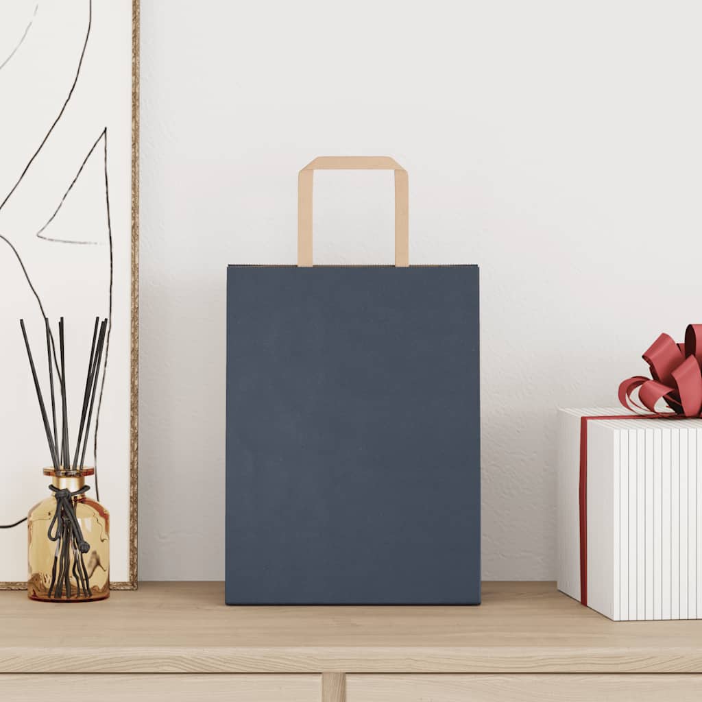 Sacchetti di Carta 250 pz con Manici Blu 21x11x28 cm