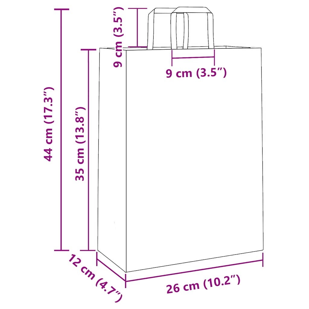 Sacchetti di Carta 250 pz con Manici Blu 26x12x35 cm