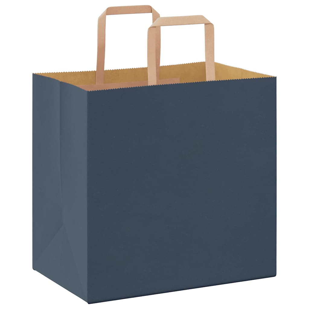 Sacchetti di Carta 250 pz con Manici Blu 26x17x25 cm