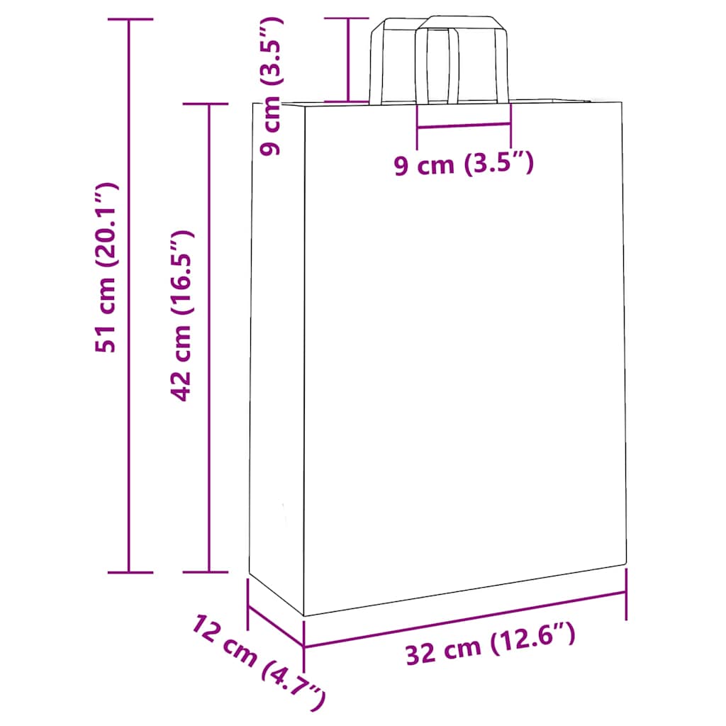 Sacchetti di Carta 250 pz con Manici Blu 32x12x42 cm