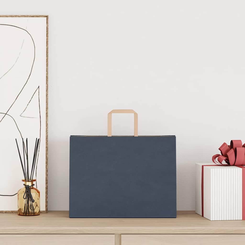 Sacchetti di Carta 250 pz con Manici Blu 32x17x25 cm