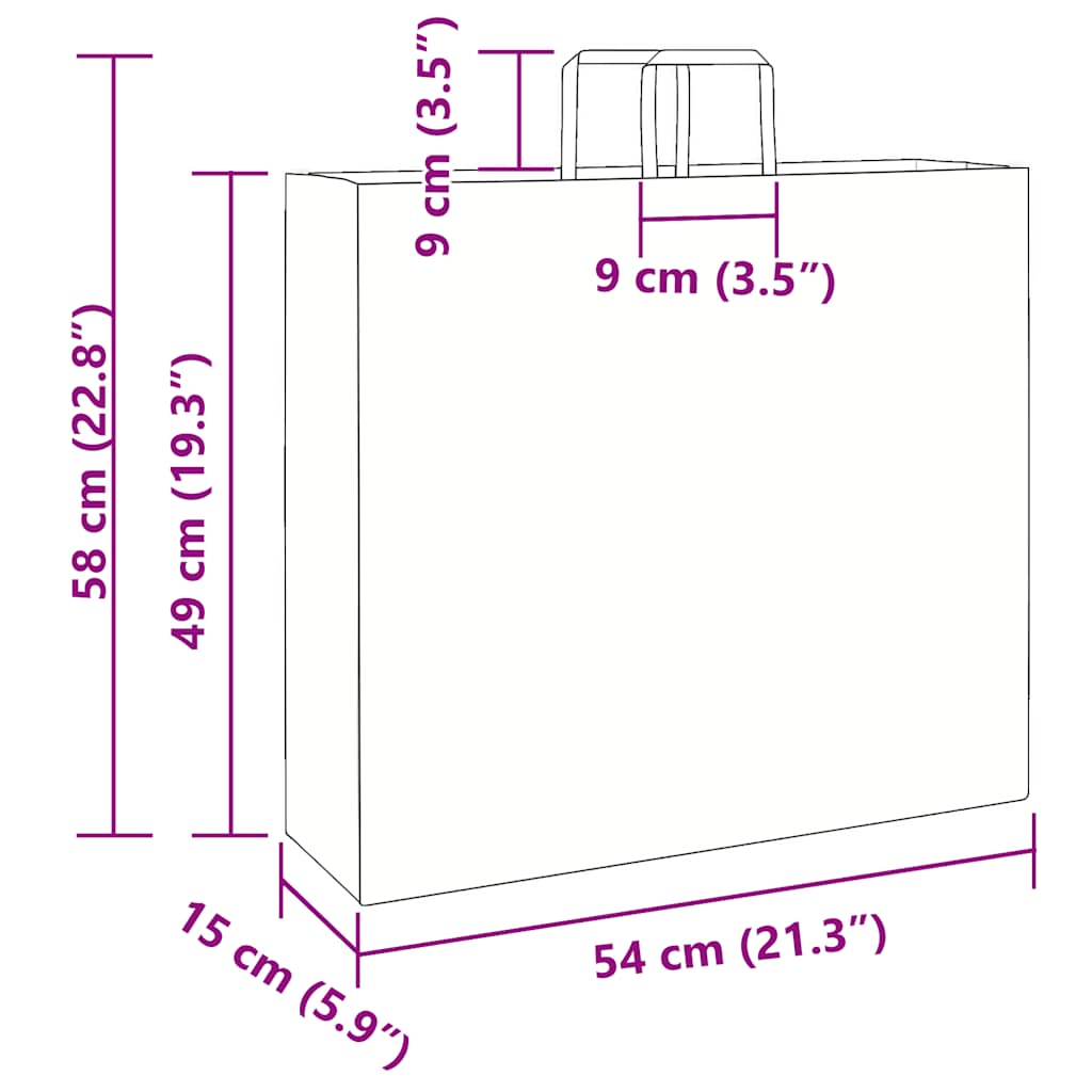 Sacchetti di Carta 250 pz con Manici Blu 54x15x49 cm