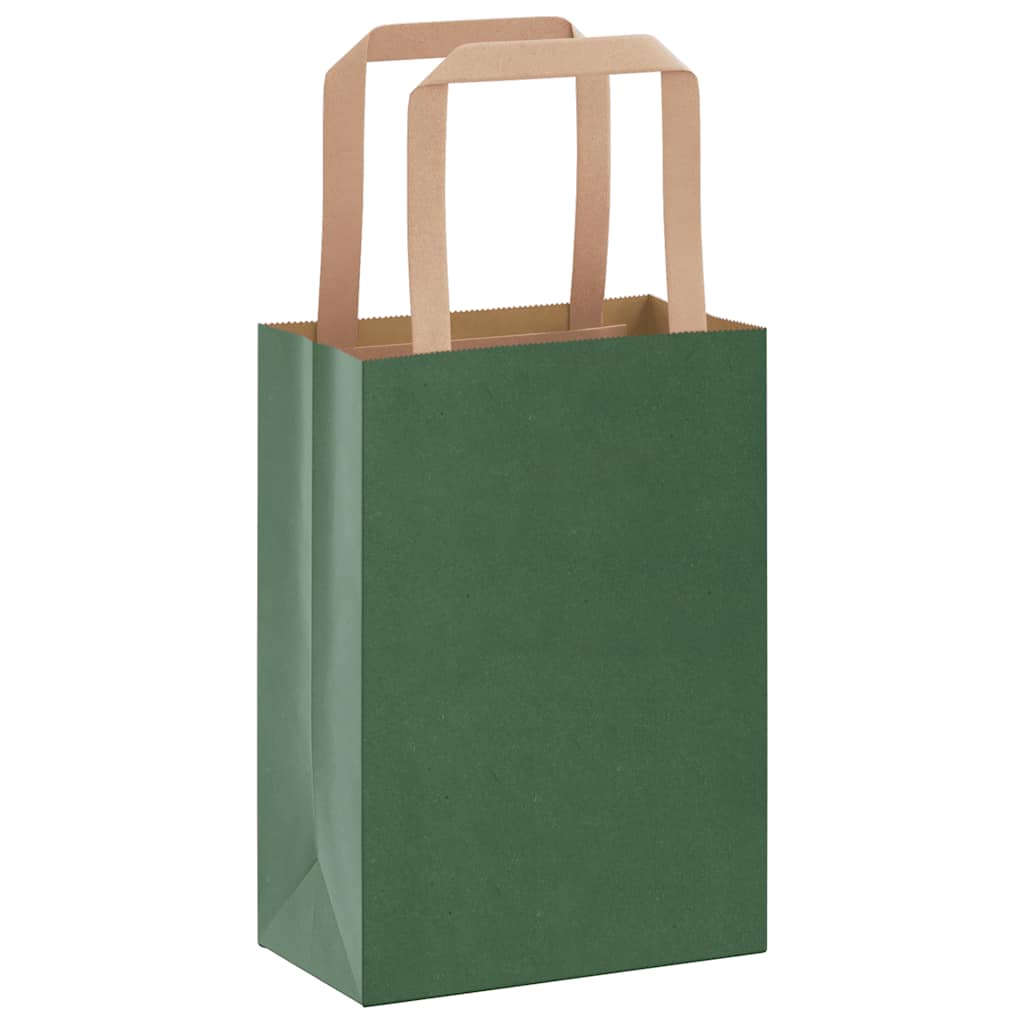 Sacchetti di Carta 50 pz con Manici Verdi 15x8x21 cm