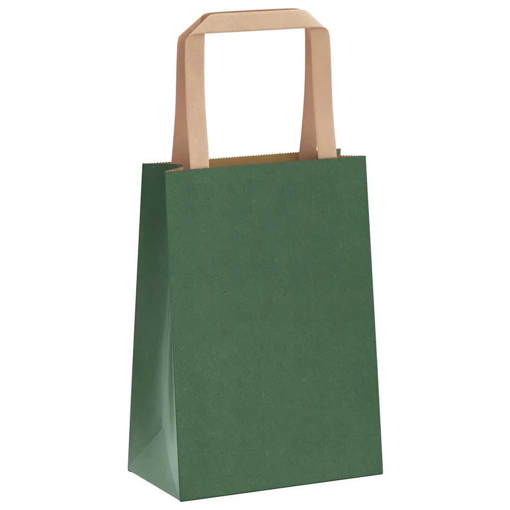 Sacchetti di Carta 50 pz con Manici Verdi 15x8x21 cm