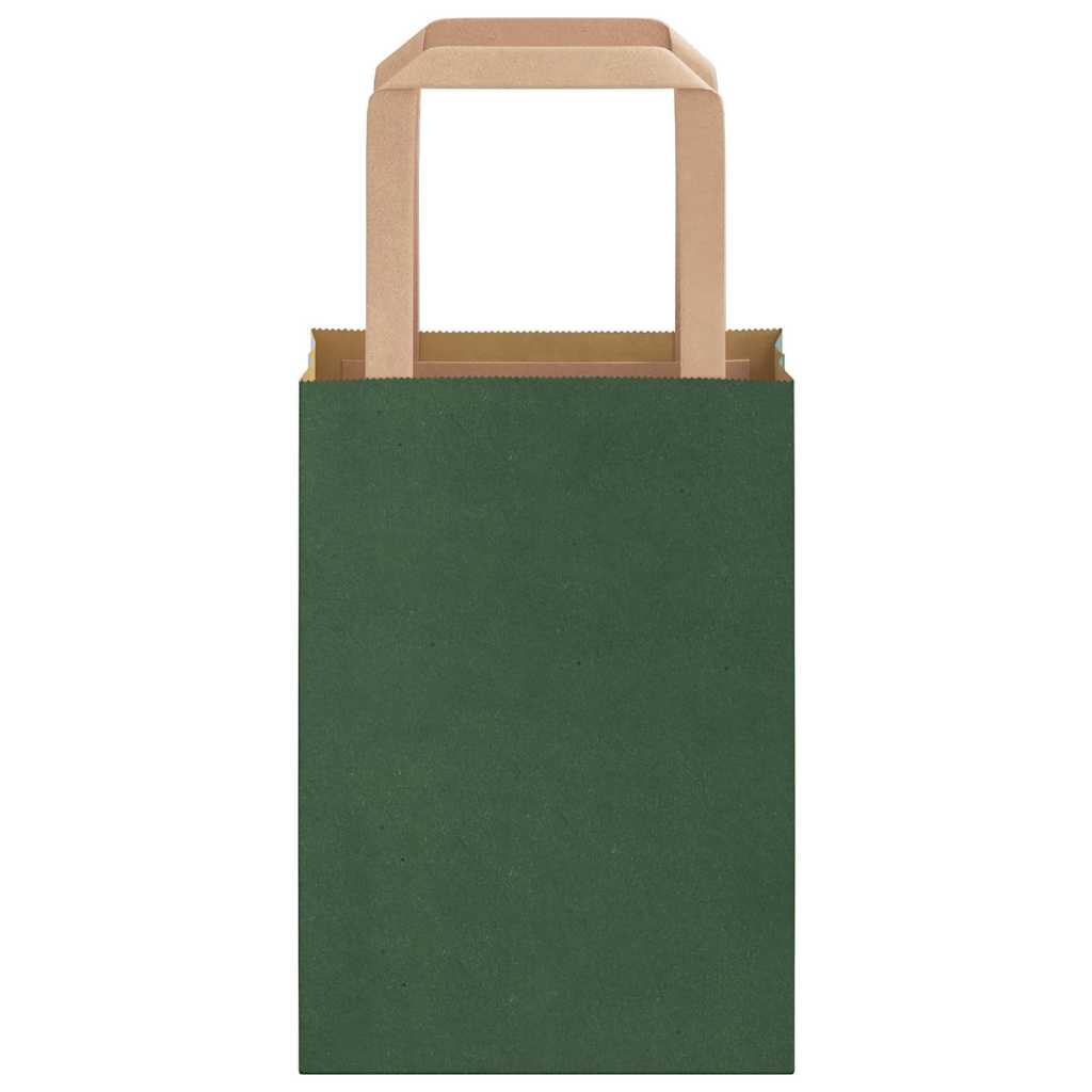 Sacchetti di Carta 50 pz con Manici Verdi 15x8x21 cm
