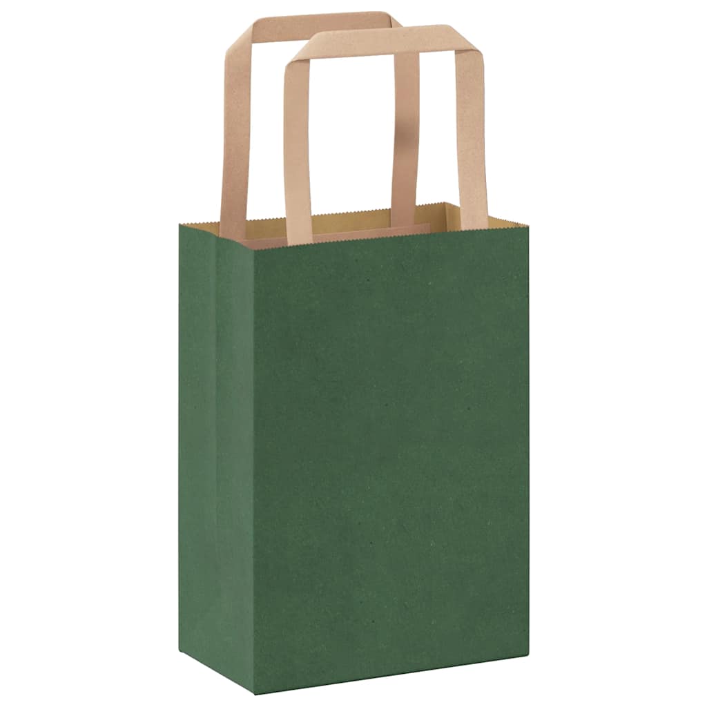 Sacchetti di Carta 50 pz con Manici Verdi 15x8x21 cm