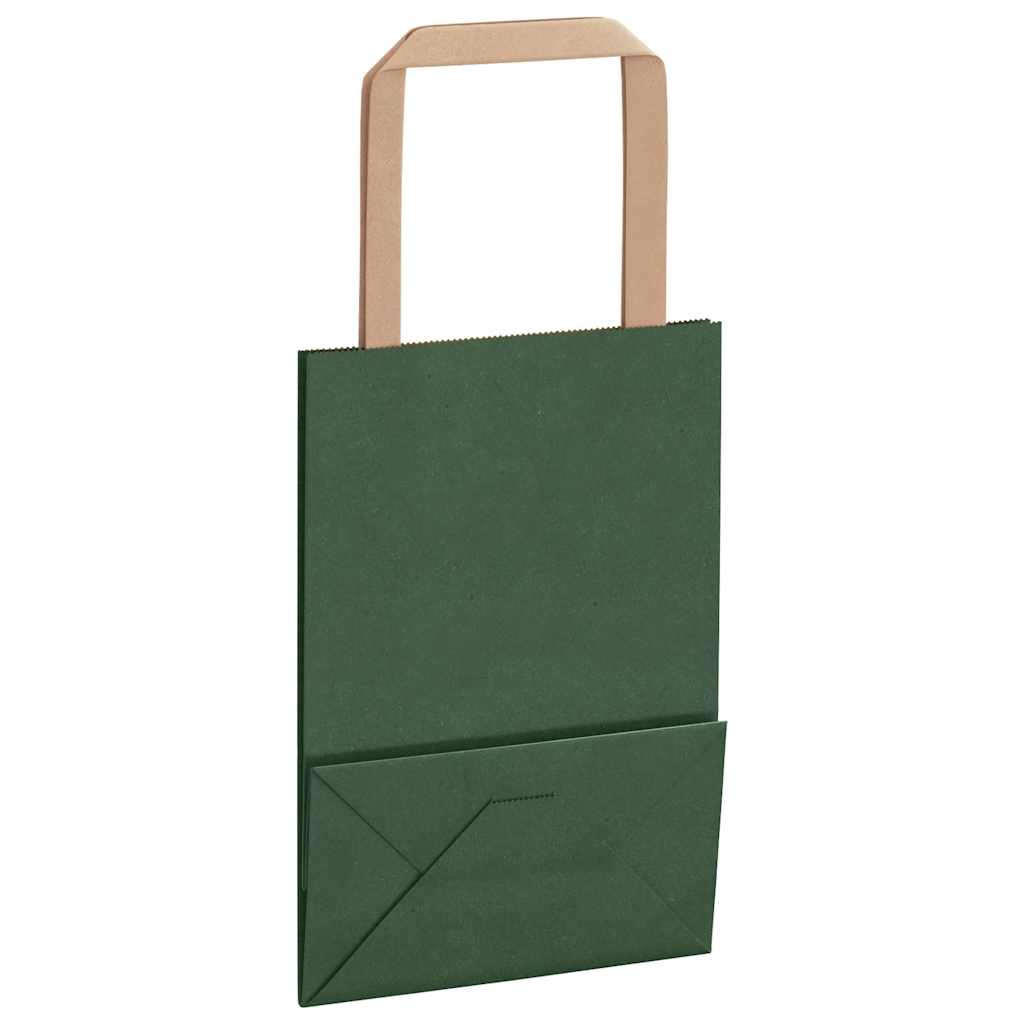 Sacchetti di Carta 50 pz con Manici Verdi 15x8x21 cm