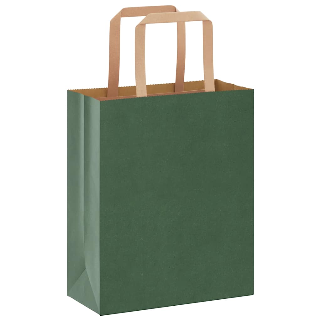 Sacchetti di Carta 50 pz con Manici Verdi 18x8x22 cm