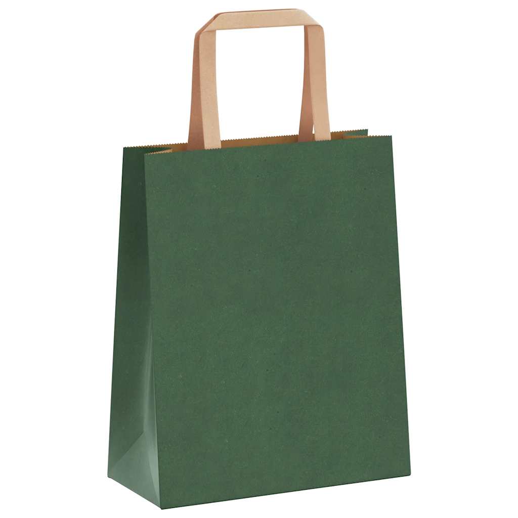 Sacchetti di Carta 50 pz con Manici Verdi 18x8x22 cm