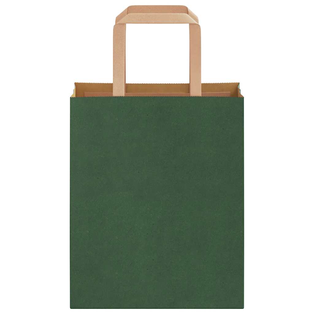 Sacchetti di Carta 50 pz con Manici Verdi 18x8x22 cm