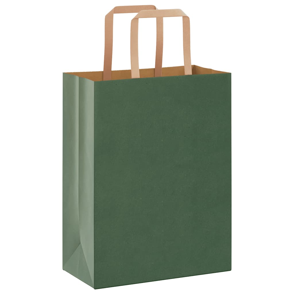 Sacchetti di Carta 50 pz con Manici Verdi 21x11x28 cm