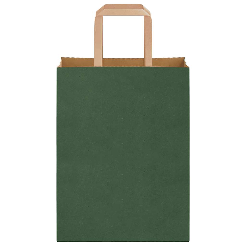 Sacchetti di Carta 50 pz con Manici Verdi 21x11x28 cm
