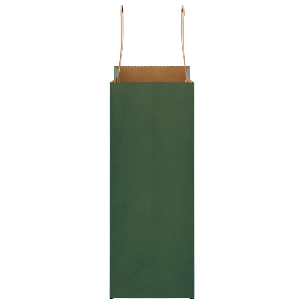 Sacchetti di Carta 50 pz con Manici Verdi 21x11x28 cm