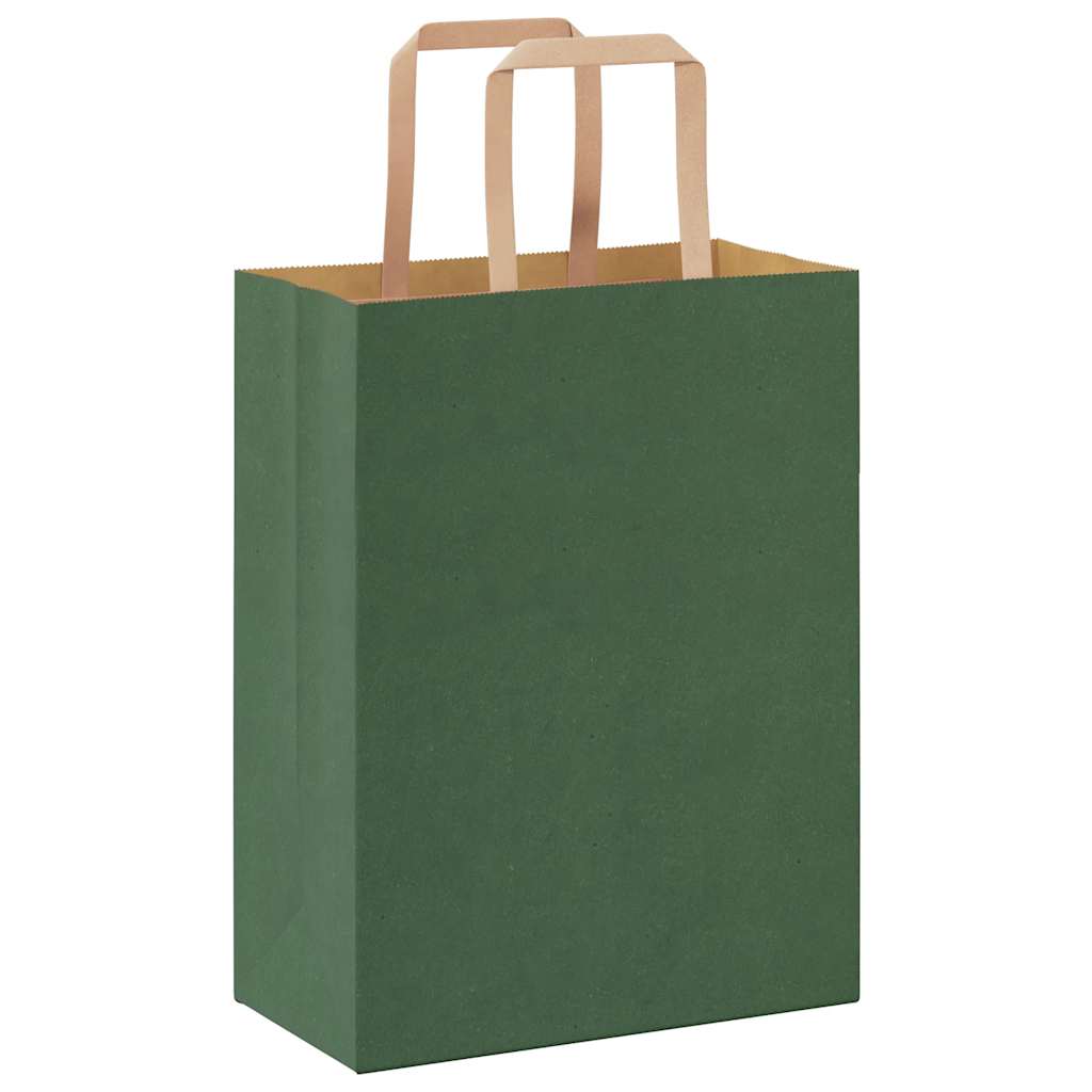 Sacchetti di Carta 50 pz con Manici Verdi 21x11x28 cm