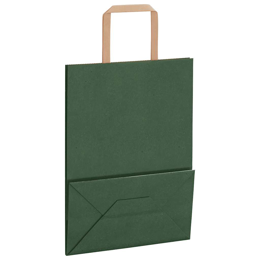 Sacchetti di Carta 50 pz con Manici Verdi 21x11x28 cm