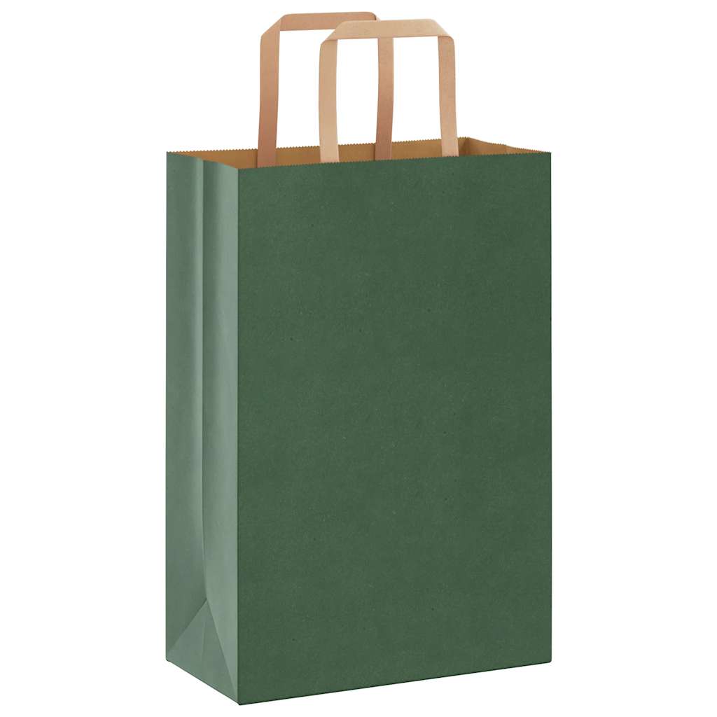 Sacchetti di Carta 50 pz con Manici Verdi 21x11x31 cm