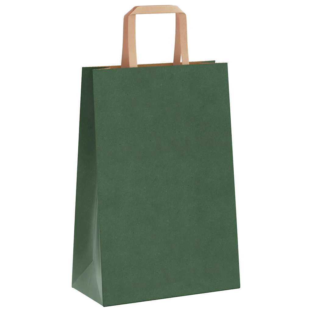 Sacchetti di Carta 50 pz con Manici Verdi 21x11x31 cm