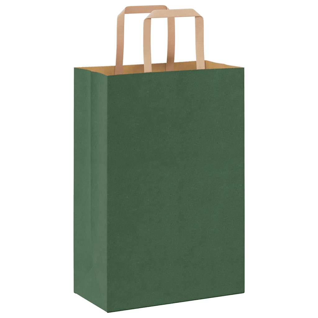 Sacchetti di Carta 50 pz con Manici Verdi 21x11x31 cm