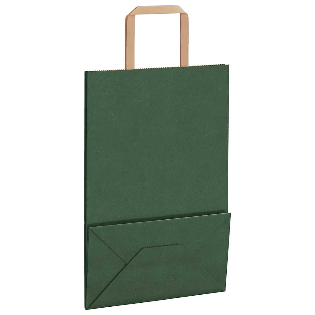 Sacchetti di Carta 50 pz con Manici Verdi 21x11x31 cm