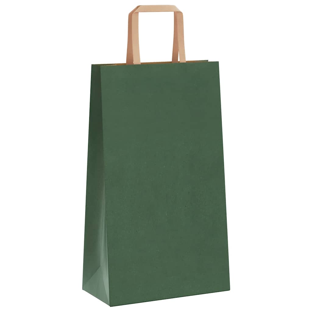 Sacchetti di Carta 50 pz con Manici Verdi 21x11x36 cm