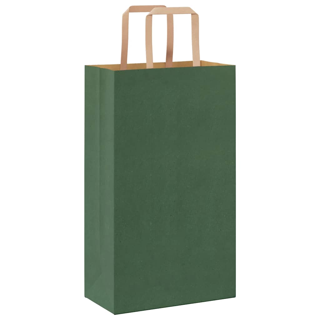 Sacchetti di Carta 50 pz con Manici Verdi 21x11x36 cm