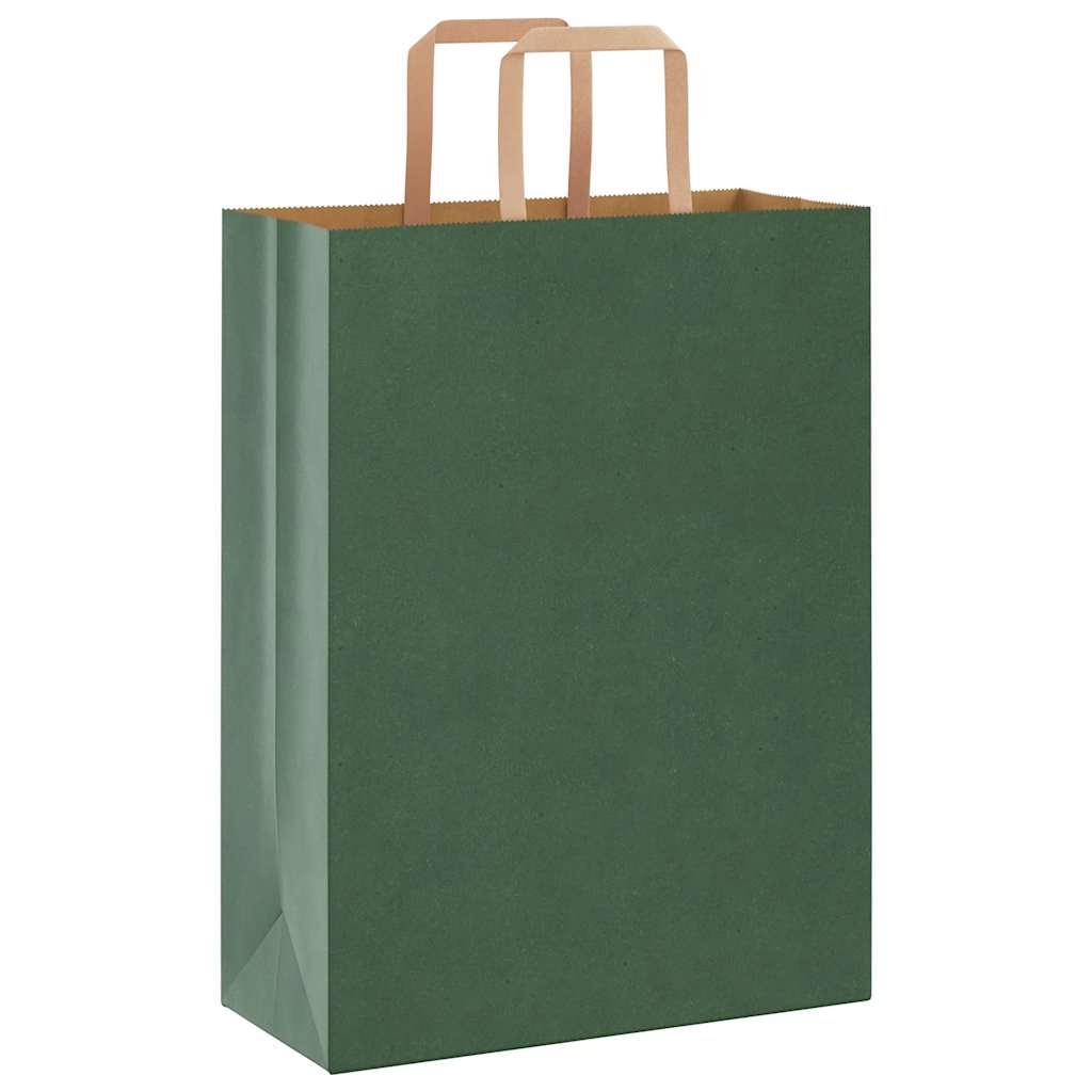 Sacchetti di Carta 50 pz con Manici Verdi 26x12x35 cm