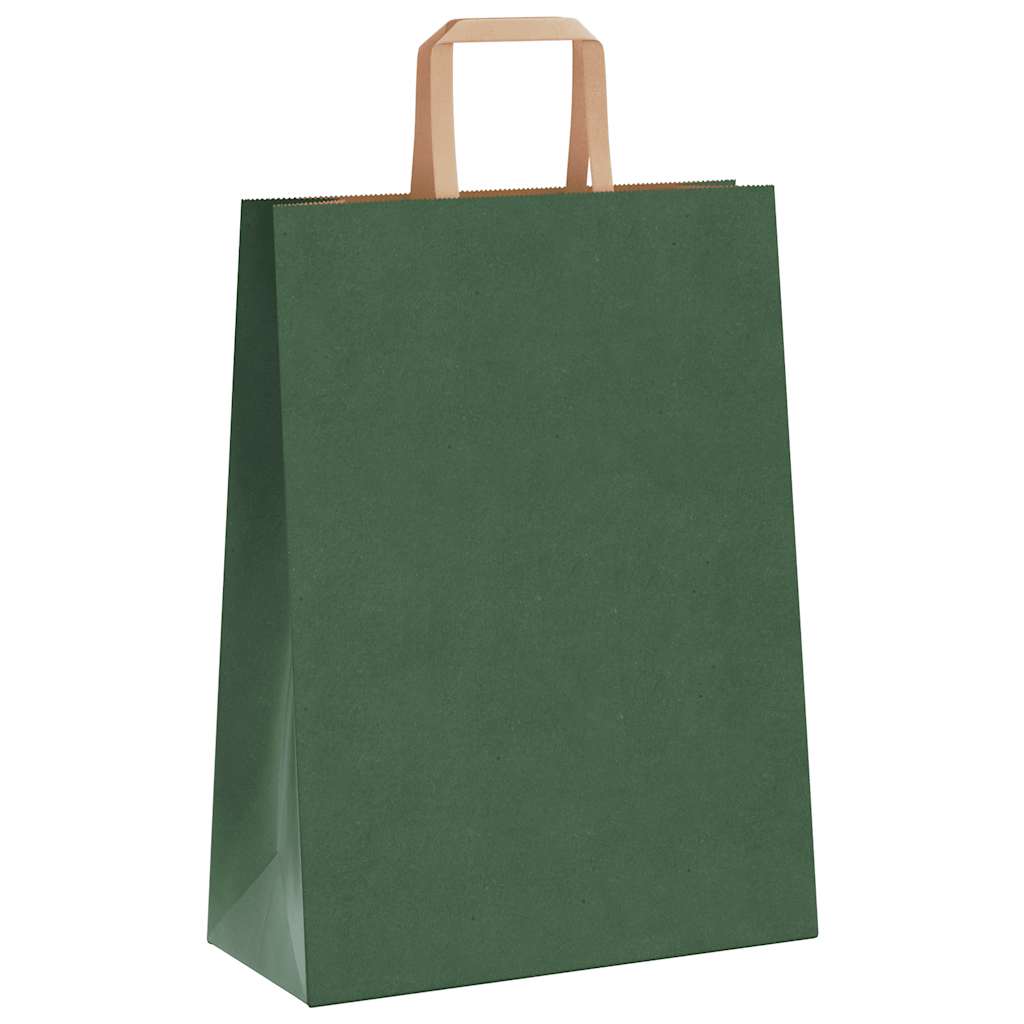 Sacchetti di Carta 50 pz con Manici Verdi 26x12x35 cm