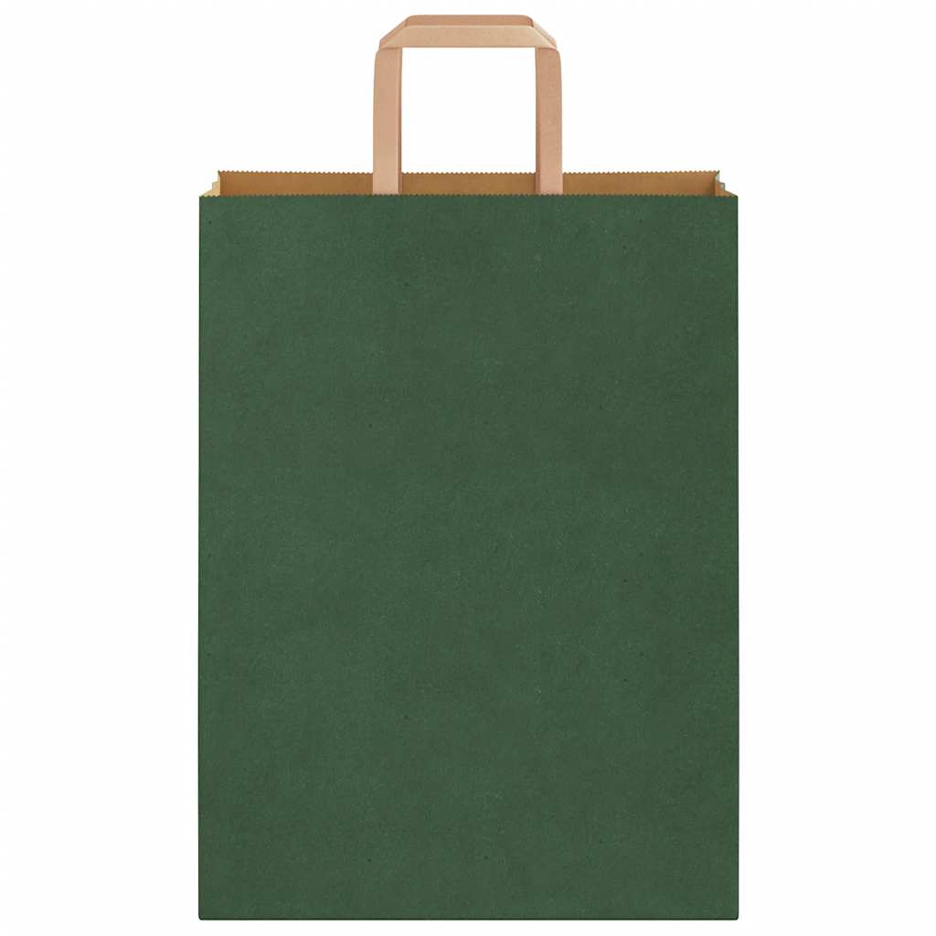Sacchetti di Carta 50 pz con Manici Verdi 26x12x35 cm