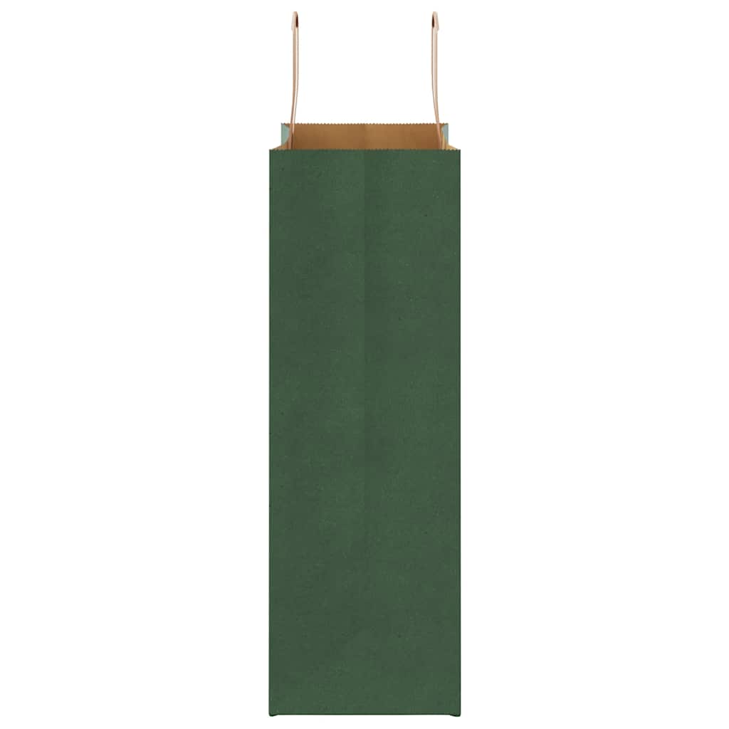 Sacchetti di Carta 50 pz con Manici Verdi 26x12x35 cm