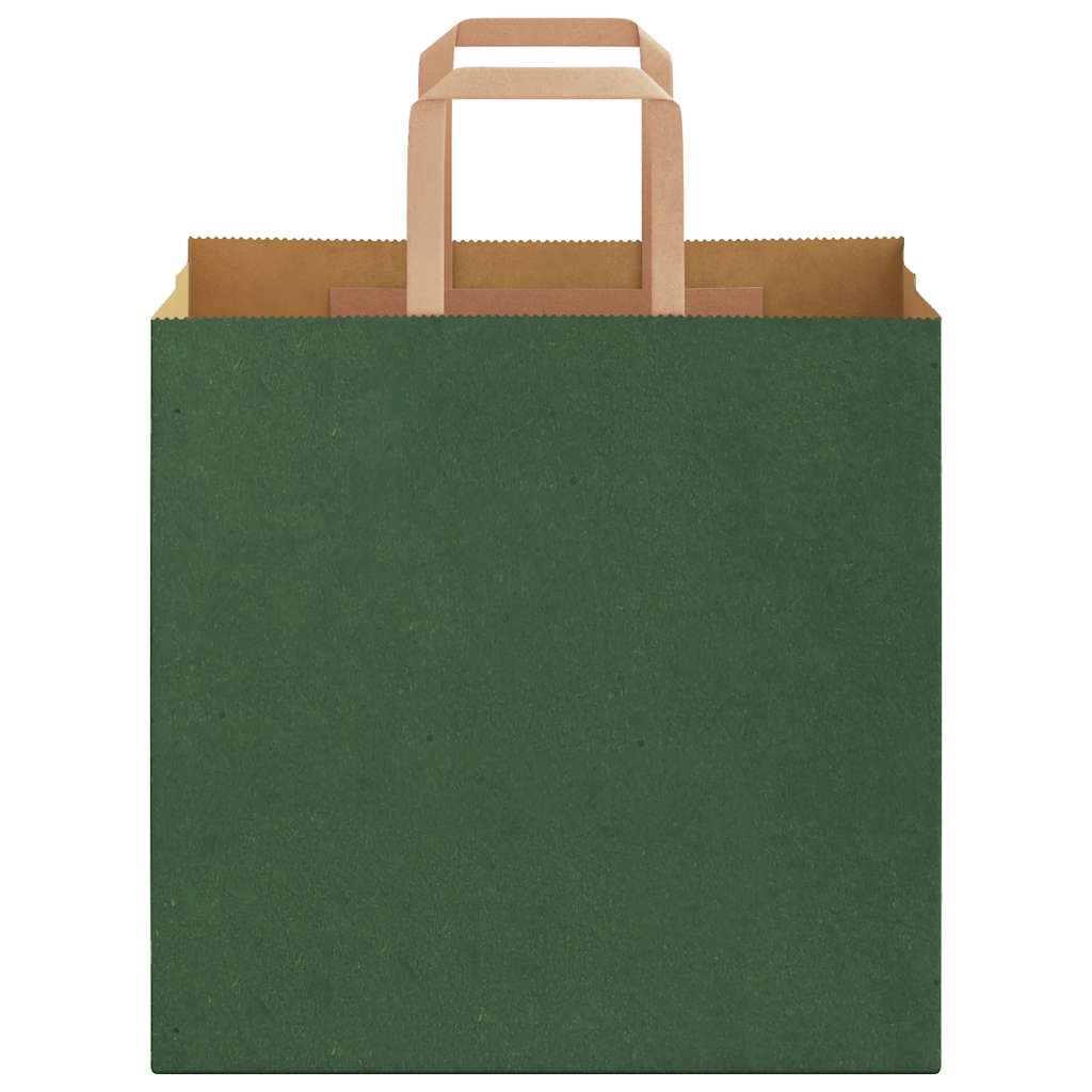 Sacchetti di Carta 50 pz con Manici Verdi 26x17x25 cm